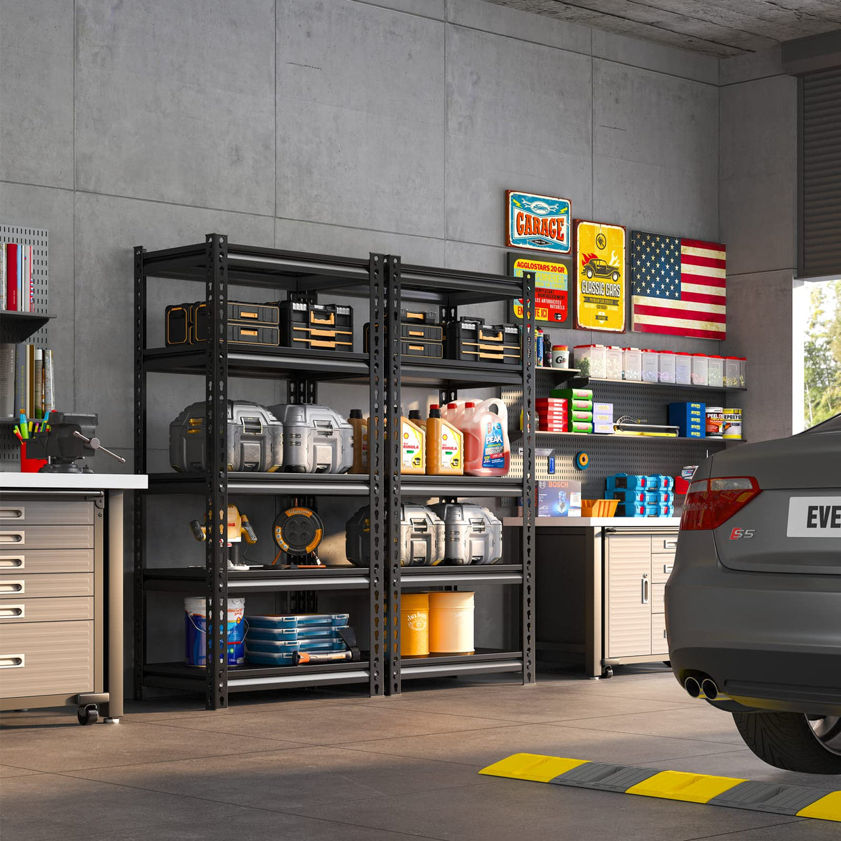 REIBII Storage Shelves 5-Tier Adjustable Garage Storage Shelving Heavy Duty Metal Shelving Utility Rack Shelf Unit for Warehouse Pantry Closet Kitchen,12" D x 27.5" W x 60" H REIBII