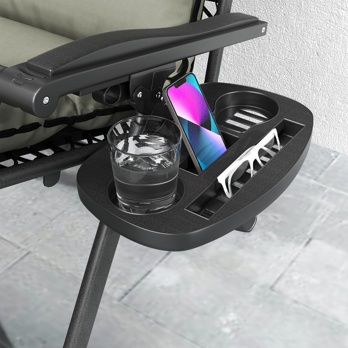 Outsunny Zero Gravity Chairs Set of 2, Reclining Folding Zero Gravity Lounge Chair, Outdoor Lounge Chairs with Removable Cushion, Headrest, and Cup Phone Holder Tray for Patio, Beach, Gray Outsunny