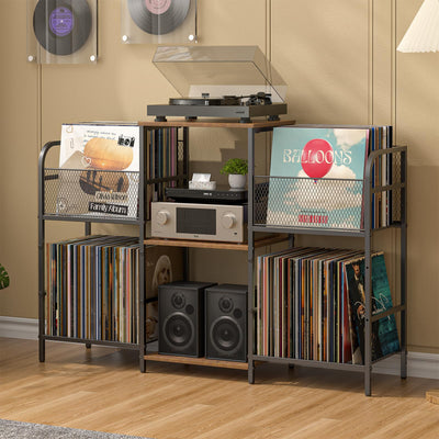 3IngSeagulls Record Player Stand with Vinyl Storage, Record Storage for 350+ Albums, Tuntable Stand with Record Holder for Living Room, Record Holder Vinyl Display Shelf
