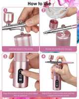 Airbrush Kit with Compressor - Airbrush for Nails,48PSI Screen Display Air Brush,Rechargeable Wireless Airbrush Gun Machine for Nail Art, Makeup, Painting, Cake Decor Rexley