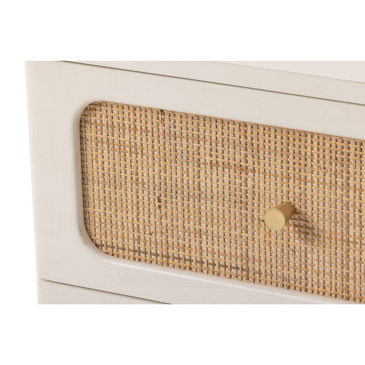 LONYKE Wicker Rattan Nightstand Set of 2, 2-Drawer End Table White Finish Side Table for Small Spaces, Modern Farmhouse Wooden Bedside Table, Boho Mid-Century Coastal Storage Cabinet LONYKE