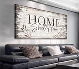 Home Sweet Home Wall Art Sign Large Dark Brown Farmhouse Wall Sign for Living Room Decoration Wooden Board Design Canvas Prints Modern Rustic Artwork Leaf Pictures Wall Decor 20" x 40" arteWOODS