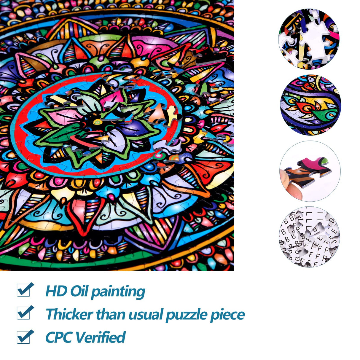 Bgraamiens Puzzle-Mandala Petals-1000 Pieces Round Puzzle Color Challenge Jigsaw Puzzles for Adults and Kids(Mandala Petals) Bgraamiens