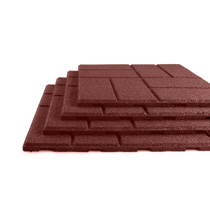 Playsafer Brick Rubber Interlocking Tiles | 16 X 16 | Easy Install for Indoor and Outdoor Use (Red, 20 Tiles)