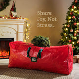 Extra Large 9ft Christmas Tree Storage Bag - Polyethylene with Reinforced Triple Handles & Dual Zipper, Built-in Card Slot - Perfect for Holiday Christmas Tree Bag Red Verahaus