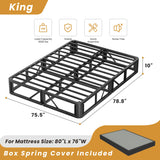 MAF Box Springs King Size 10 Inch, High Profile King Box Spring 3500 lbs Black Heavy Duty Metal Mattress Foundation with Easy Clean Fabric Cover, Easy Assembly MAF