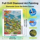 Ycydilirab Landscape Diamond Painting for Adults-5D Diamond Painting,European Town DIY Gem Painting Perfect for Relaxation and Home Wall Decor 12x16inch Ycydilirab