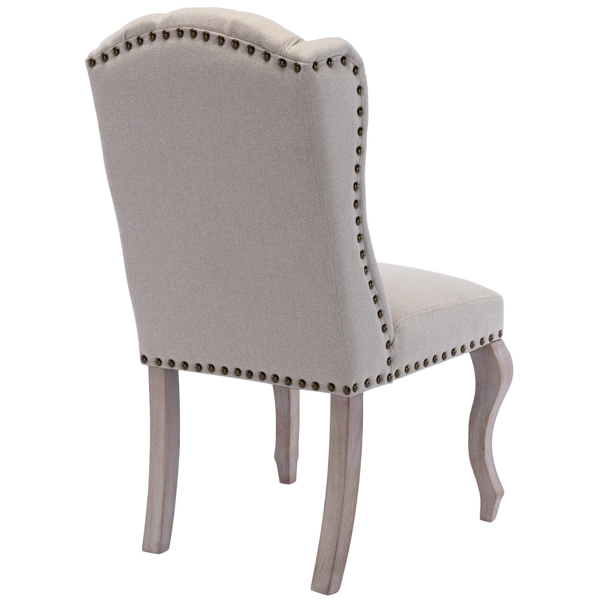 DM Furniture Parsons Dining Chairs Set of 2 Farmhouse Solid Wood Accent Chairs Linen Fabric Host Side Kitchen Chair with Tufted Wingback for Dining Room/Living Room/Bedroom,Cream DM Furniture