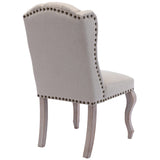 DM Furniture Parsons Dining Chairs Set of 2 Farmhouse Solid Wood Accent Chairs Linen Fabric Host Side Kitchen Chair with Tufted Wingback for Dining Room/Living Room/Bedroom,Cream DM Furniture