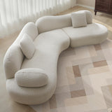 SSC SATISUNCASA 129" Luxury Modern Curved Sofa, Minimalist Comfy Boucle 5 Seater Couch, Crescent Shape Modular Sectional Sofa with Butterfly Backrest, for Living Room, Bedroom, Apartment Home, Beige SSC SATISUNCASA