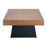 Christopher Knight Home Sami Mid Century Modern Coffee Table for Living Room Furniture/Apartment, Square Side Table with Wood Grain Top, Wooden End Table with Sturdy Pedestal Base, Black + Brown Christopher Knight Home