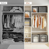 GoMaihe Clothes Storage Bin with Metal Frame: 6-Pack Stackable Closet Storage Bin with Lid & Clear Window, Sweater Boxes Storage for Closet Bedding Clothing Storage Organizer 40L GoMaihe