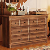 Concho Farmhouse 8 Drawers Dresser for Bedroom, 53'' Wide Wood Chest of Drawers with Spacious Deep Storage Space, Rustic Storage Dressers Organizer, TV Stand for Living Room, Bedroom, Rustic Brown Concho