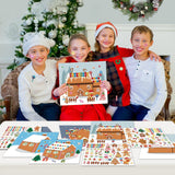 VABAMNA Christmas Party Favor for Kids - 30 Sheets Make a Gingerbread House DIY Craft Stickers Scenes for Xmas Holiday Activity Party Game Supplies, 15 Sets VABAMNA