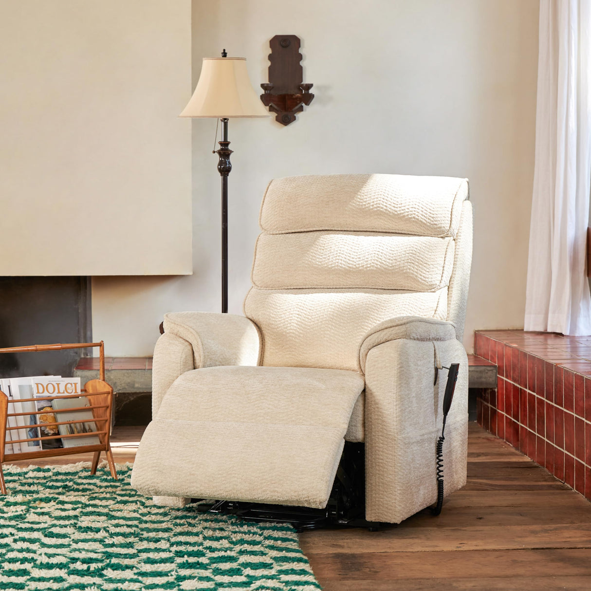 DYNOX 350 LBS Power Lift Recliner Chair for Elderly, Medium Size Dual Motor Lay Flat Infinite Positions Recliner with Heat & Massage(9188,Chenille,Beige) DYNOX