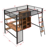 MaiDeHaoo Full Loft Bed with Desk and Storage Loft Bed Full with L Shaped Desk and Cabinet - Black MaiDeHaoo