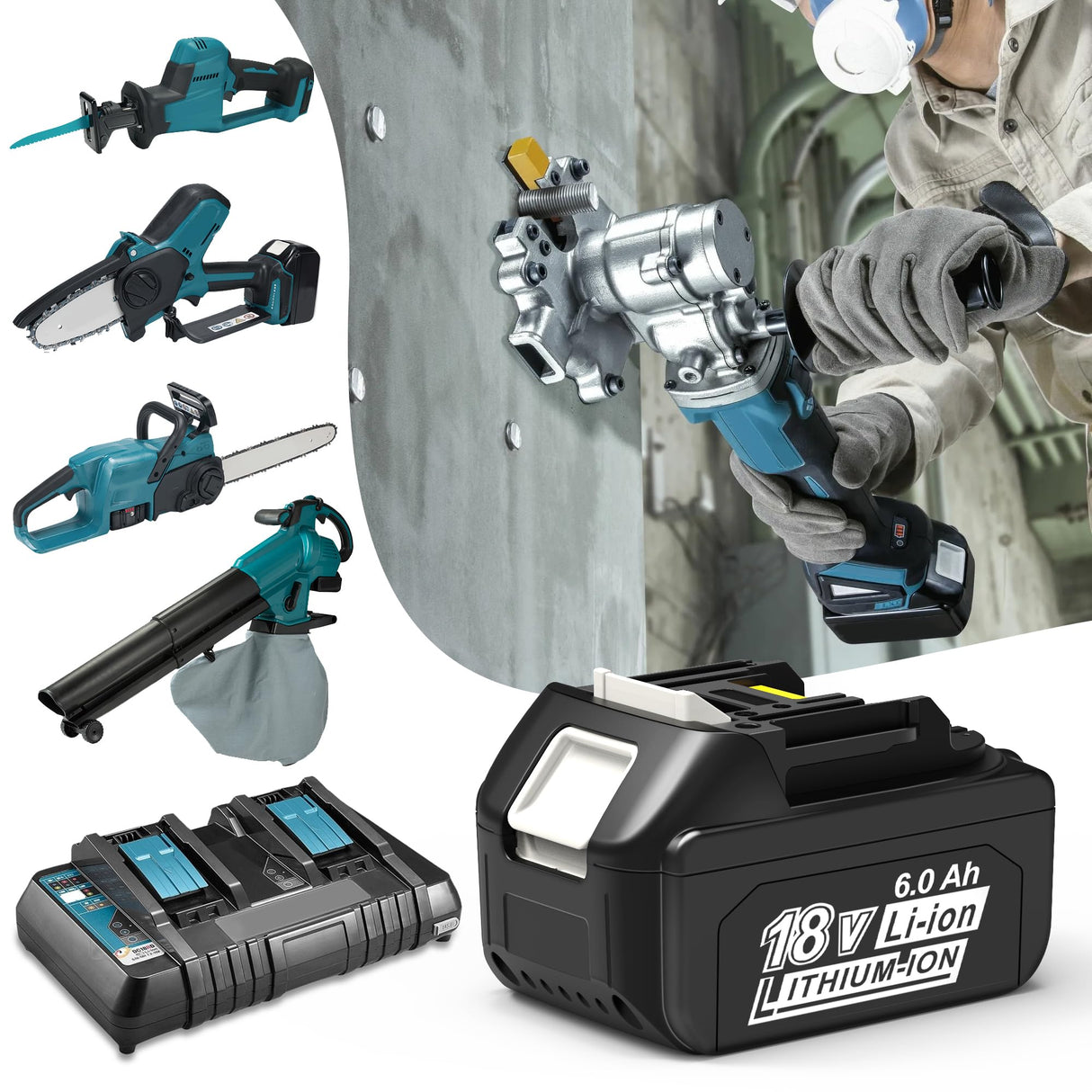 CHAUNVEN 6.0Ah Battery Replacement for Makita 18V Battery Compatible with 18 Volt BL1860B BL1850B BL1840B BL1830B BL1815B Batteries CHAUNVEN