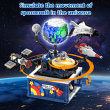 CUBIMANA Planet Rotatable Space Sets with Light - Earth & Moon Space Exploration Building Toys with Shuttle Spaceship Science Kits Building Blocks Gifts for Kids Age 8+ Years Old Boys Girls(554 PCS) CUBIMANA