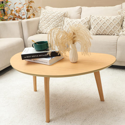 FIRMINANA Small Oval Coffee Table Mid Century Modern for Living Room Center Minimalist Display Coffe Table,Nature Wood,18.9" D x 33.47" W 15.75" H - WoodArtSupply