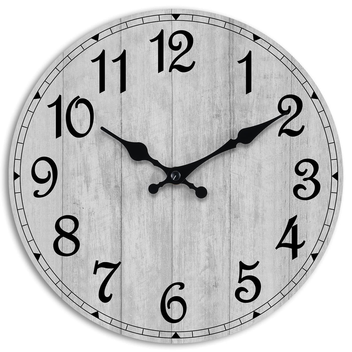 HYLANDA Wall Clock, Rustic Wall Clocks Battery Operated Silent Non Ticking, Country Round Wooden Clocks Farmhous Wall Decorative for Kitchen, Bathroom, Living Room (Gray 8 Inch) HYLANDA