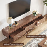 Modern Walnut TV Stand - Mid Century Floor or Floating TV Console, Versatile Entertainment Center with 3 Drawers Fits 65-75-85 Inches TV for Living Room (78.74") Etelifrank