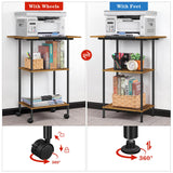 Luplom Large Printer Stand with Storage Rolling Printer Cart with Wheels 3 Tier Printer Table with Storage Shelf for Home Office Filing Scanner Fax Machine Heat Press Microwave Luplom