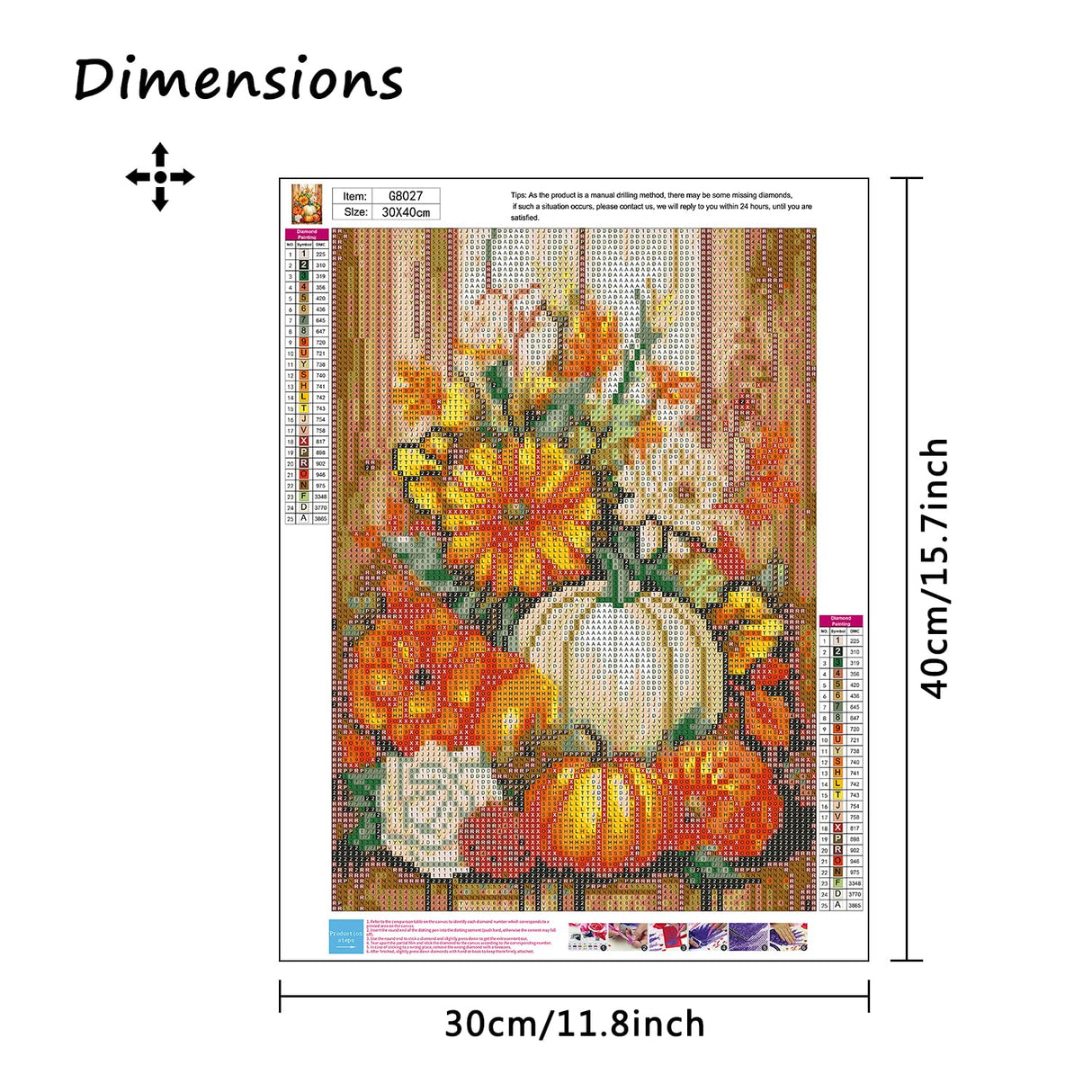 MBNTJHT Autumn Diamond Painting Kits for Adults,DIY Fall Pumpkin Diamond Art Kits for Beginners,5D Full Drill Round Gem Art Painting Craft for Home Wall Decor 12x16 Inch MBNTJHT
