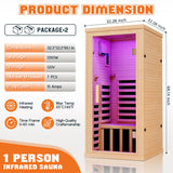 Albott Infrared Sauna Room, 1260W/110V Canadian Hemlock Wood 1 Person Infrared saunas for Home with 7 Color Therapy Lamp, Foot Heater, Dual Bluetooth Speaker, LCD Control Panel, 32.3x32.3x66.1inch Albott