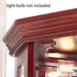 Goujxcy Lighted Corner Display Curio Cabinet Wooden Curved Shelving Unit with Adjustable Shelves and Mirrored Back Panel, Tempered Glass Doors for Bedroom, Living Room(Cherry, Corner Shape) Goujxcy