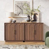 FORTUNETEC Sideboard Buffet Cabinet with Storage, Mid Century Modern Accent Cabinet with Arched Doors, Modular Media Console, Minimalist Credenza for Living Room Kitchen Dining Room Entryway, Walnut FORTUNETEC