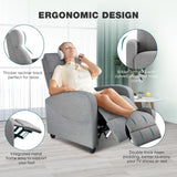 SMUG Recliner Chair Living Room Recliner with Adjustable Backrest and Footrest Modern Design for Home Upholstered Armchair in Soft Fabric, Grey, Linen SMUG