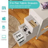 Lufeiya White Computer Desk with Drawers & Storage Shelves, 47 Inch Study Work Writing Desk for Home Office Bedroom, Simple Modern Cute PC Desks Table, White Lufeiya