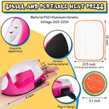 Honoson Mini Craft Iron, Small Portable Heat Press Heat Transfer Machine with Mesh Cloth Pressing Cloth Pad Silicone Pad, Charging Base Accessories for T Shirt Shoe DIY Bag(Rose Red) Honoson