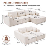 Weture 108” Modular Sectional Sofa, Cloud Sectional Couch with Deep Seat, Modern Modular L-Shape Sofa with Chaise,Upholstered Couches for Living Room (Corduroy, Beige) Weture
