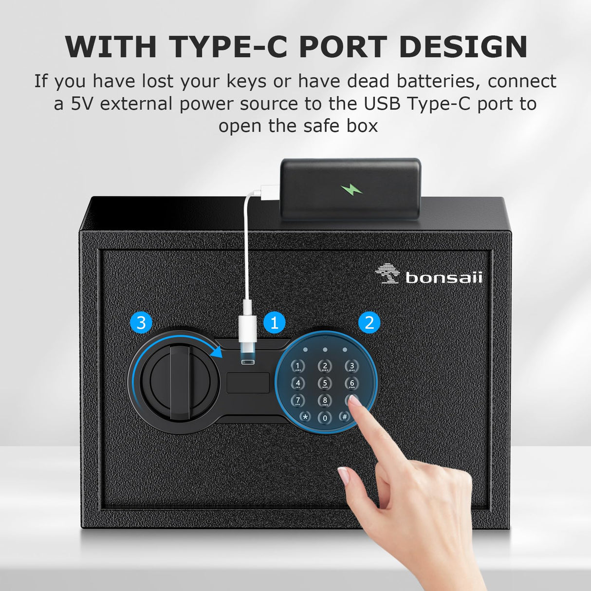 Bonsaii Safe, 0.6 Cubic Safe Box with Electronic Keypad, Removable Shelf, for Valuables Jewelry and Documents in Home, Hotel, or Business, 9.84"D x 13.78"W x 9.84"H bonsaii