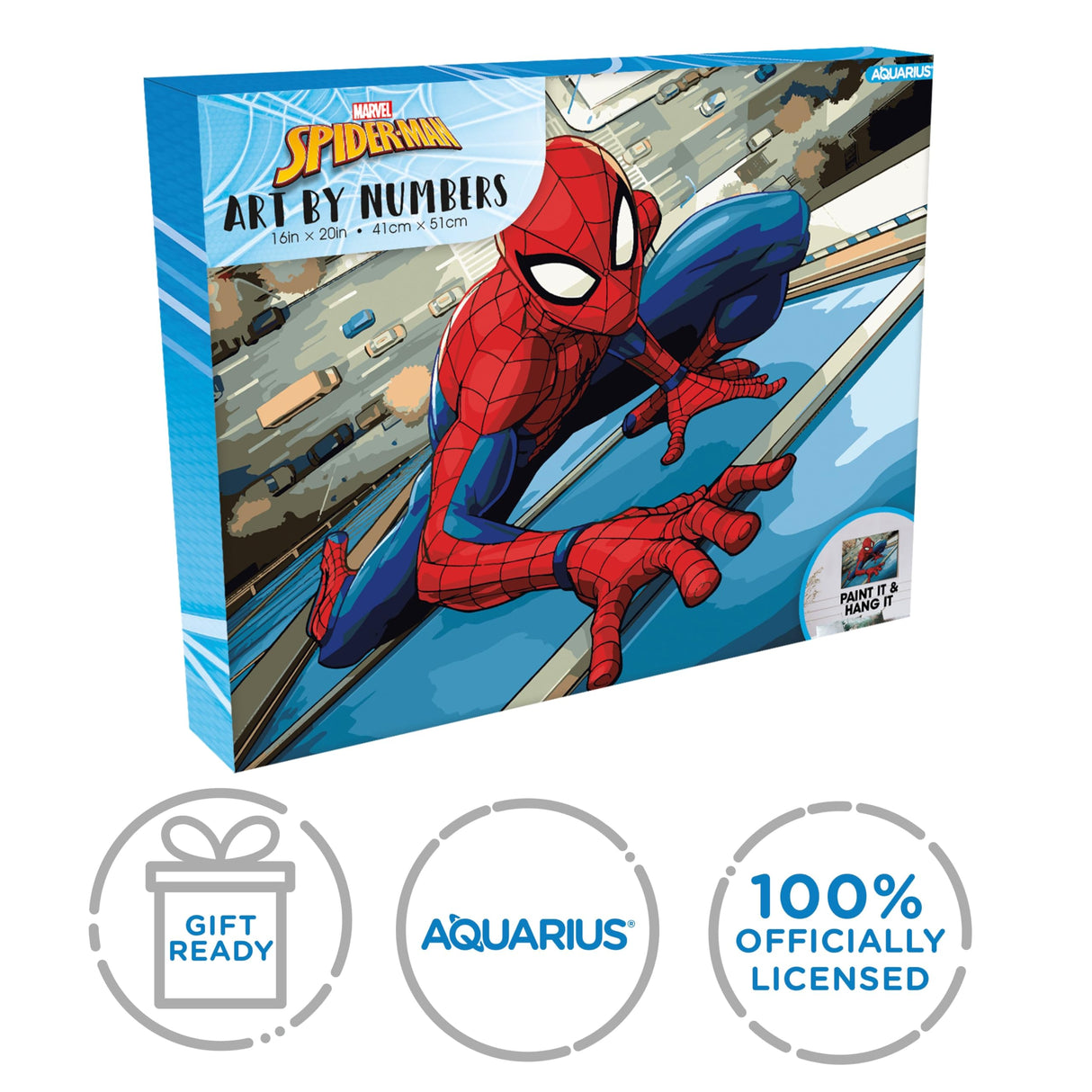 AQUARIUS Spider-Man Web Crawler Art by Numbers - 16 x 20 inches Spider-Man Themed Paint by Number for Adults & Kids - DIY Color by Number Paint Kit for Beginner - Officially Licensed AQUARIUS