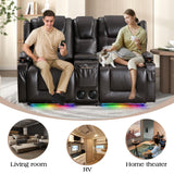 Oprisen 2-Seater Power Loveseat Recliner Electric Reclining Sofa Couch Wall Hugger Recliner Home Theater Seating w/Multi-Function Console/Cup Holders/LED Ambient Light Oprisen
