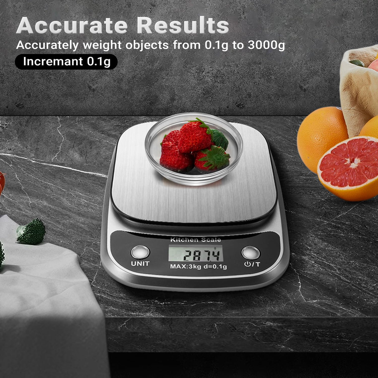 GRAM PRES Food Kitchen Scale Digital Weight Grams and Oz，Professional Small Digital Kitchen Food Scales 3kg/0.1g for Weight Loss GRAM PRES