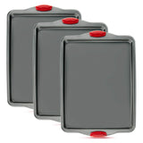 Premium Nonstick Baking Sheet Pans – Set of 3, Heavy-Gauge Carbon Steel, Warp, Dent, and Rust-Resistant – Gourmet Rimmed Half Cookie Sheet Trays, Non-Toxic for Exceptional Baking Performance Boxiki Kitchen