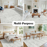 8x10 Area Rugs Washable Rug: Anti-Skid Abstract Modern Living Room Rug Soft Thin Carpets Indoor Floor Non-Shedding Carpet for Bedroom Dining Farmhouse Nursery Home Office (White Gray, 8'x10') Crority