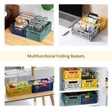 Domiella 2-Pack Crates for Storage, Storage Crates Plastic Stackable, Foldable Crate for Office Home Kitchen Bedroom Bathroom (Large, Golden Yellow) Domiella