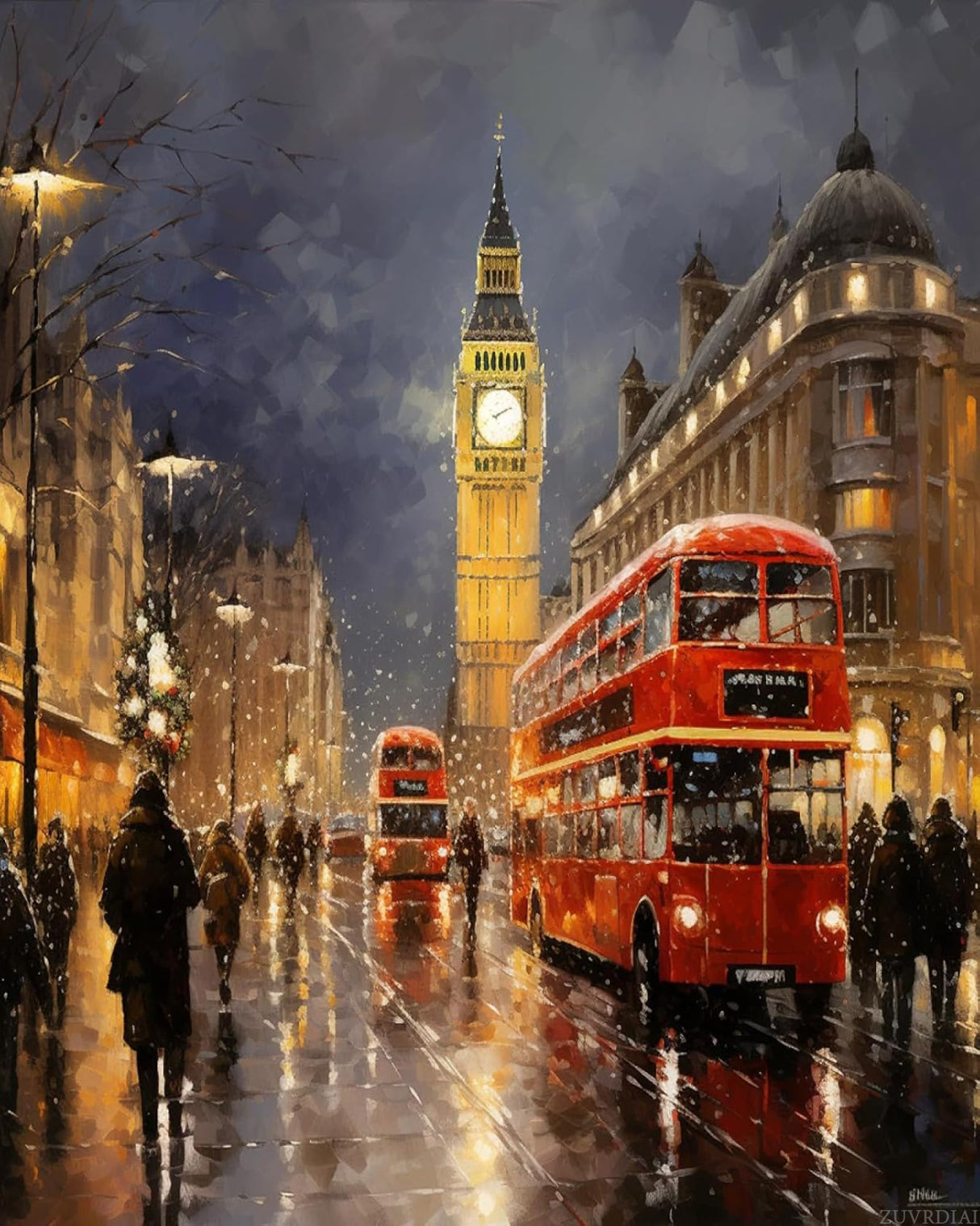 ZUVRDIAI London City Night View, DIY Paint by Number Kits Pack On Canvas, Includes Brushes and Paints, Gifts for Festival, 40x50cm NO Frame ZUVRDIAI