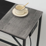 HOOBRO Computer Desk, Home Office Desk with Power Outlet, Modern Study Writing Desk with 3 Hooks for Study Room, Home Office, Sturdy and Stable, Easy to Assemble, Charcoal Gray and Black BC41UDN01 HOOBRO