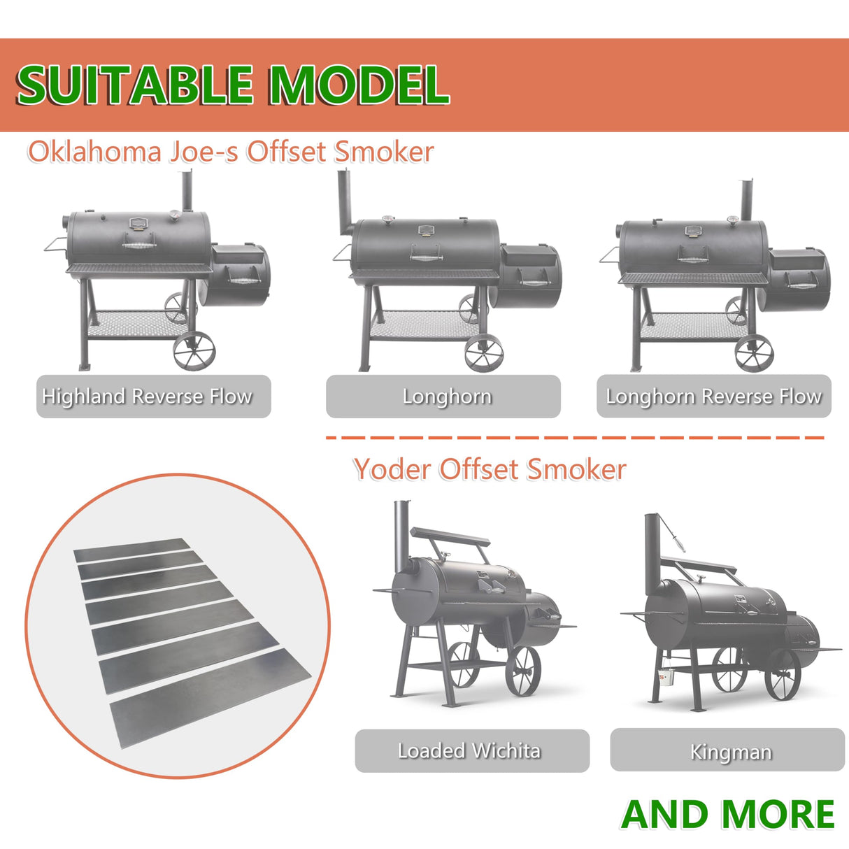 Heavy Duty Steel Charcoal Offset Smoker Tuning Plates, Heat Deflector Tuning - 7-Pack, Great Accessories for Oklahoma-Joe Highland Offset Smoker and More Pumdut