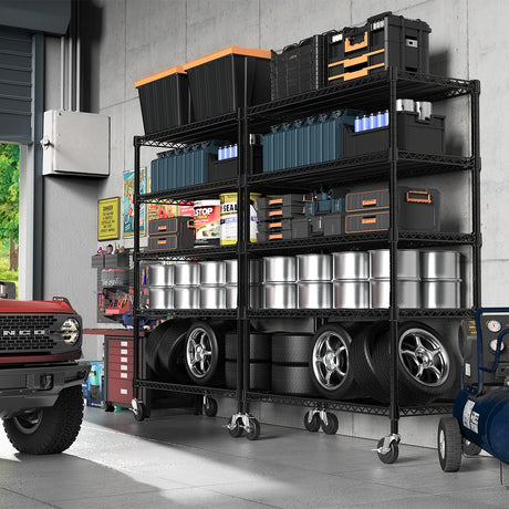 M MZG Garage Shelving 5 Tier Industrial Metal Shelving Units for Commercial, Basement, Pantry, Warehouse, School, Black Heavy Duty Easy Assembly 23.6" D x 53.2" W x 73.6" H M MZG