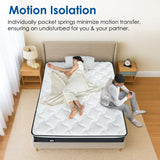 10 Inch King Mattress, Memory Foam Hybrid Mattress, Motion Isolation Pocket Spring Bed in a Box, Medium Firm for Pressure Relief, Breathable Pillow Top, CertiPUR-US Certified Marine Moon
