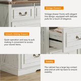 Farmhouse 7 Drawers Dresser for Bedroom, Large Chest of Drawers with Hidden Storage, Tall Dresser with LED Lights, Wood Dressers Organizer for Living Room, Closet, Hallway, Antique White TAGELIER
