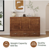 Nesbsakte Queen Murphy Bed Cabinet: Hidden Space-Saving Solid Wood Cabinet Bed with USB Charging for Beedrooms and Apartments(Mattress Not Included) Yellow Brown-15 Nesbsakte