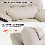 EONIX Triple Motor Lay Flat Zero Gravity Power Recliner Chair with Heat and Massage, Independent Adjustable Backrest Footrest Headrest, 400lbs Heavy Duty Medium Size, Stylish Chenille, Cream White EONIX