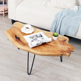WELLAND Live Edge Cedar Wood Coffee Table Metal Hairpin Legs for Living Room WELLAND